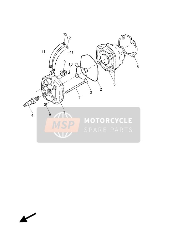 Yamaha YQ50L AEROX 2004 Cabeza de cilindro para un 2004 Yamaha YQ50L AEROX